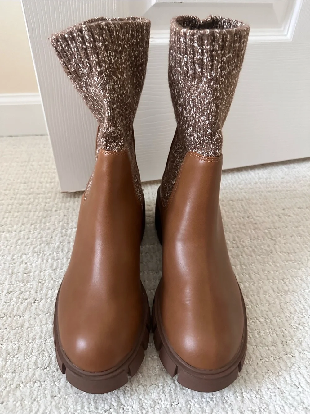 Target Women's Brown Chunky Chelsea Sock Boot Size 8